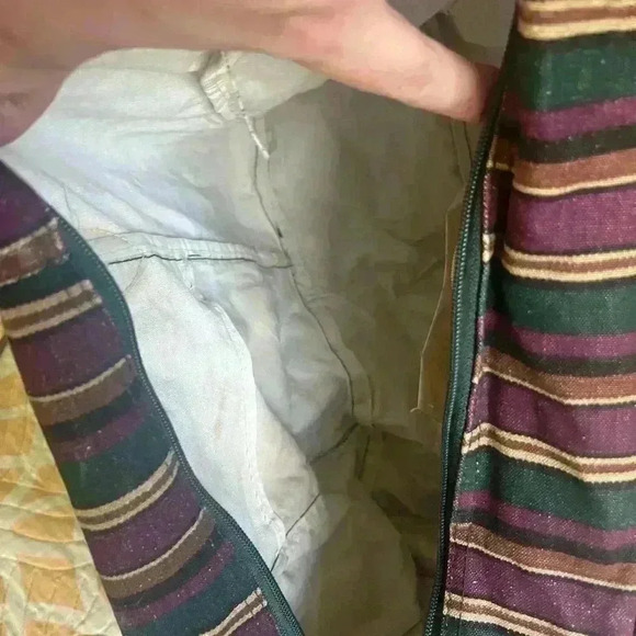 Vintage Striped Purple and  Green Duffle/travel Bag - Picture 5 of 7